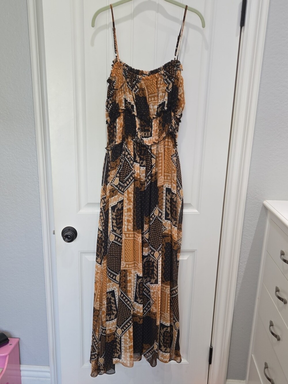 mittoshop Black and Brown Patchwork Maxi Dress